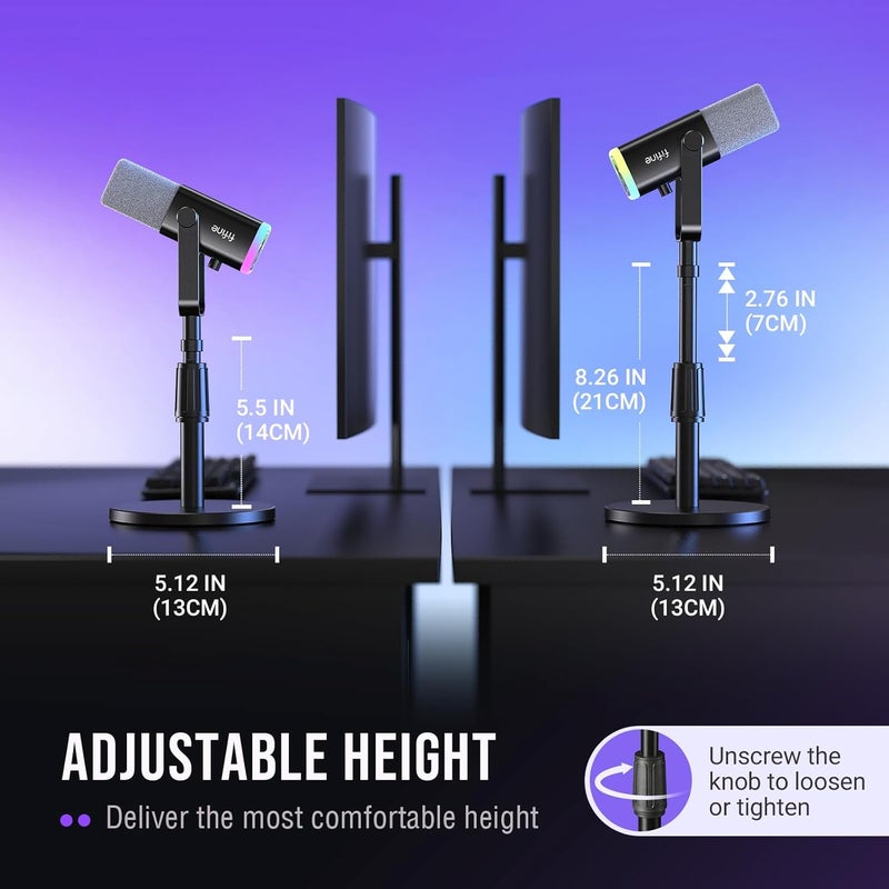 FIFINE حامل ميكروفون مكتبي، حامل ميكروفون معدني ثقيل قابل للتعديل مع محول برغي 5/8" ذكر إلى 3/8" أنثى، 4 وسادات غير قابلة للانزلاق متوافقة مع الميكروفونات للتسجيل، البث - BS1 - Image 1